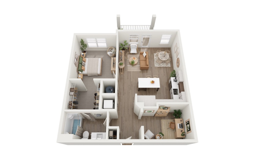 A5 - 1 bedroom floorplan layout with 1 bath and 904 square feet.